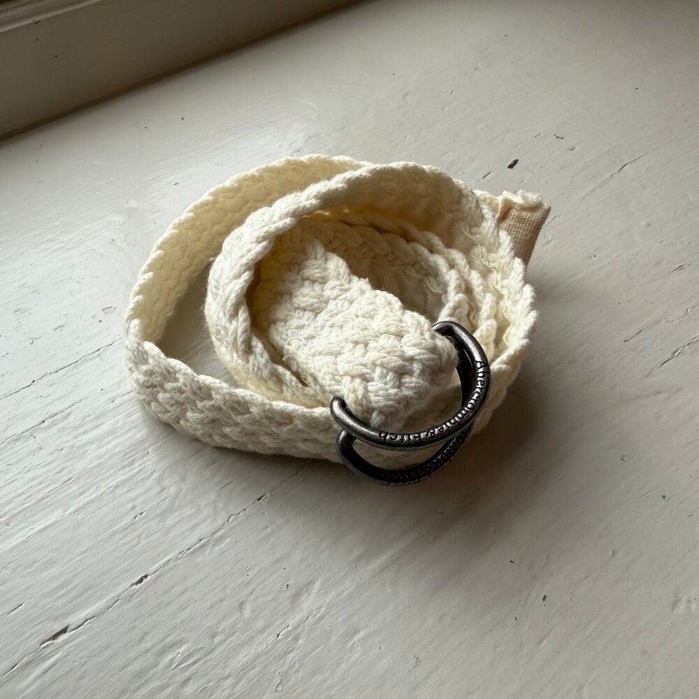 Hollister Braided Cotton D-Ring Belt Cream